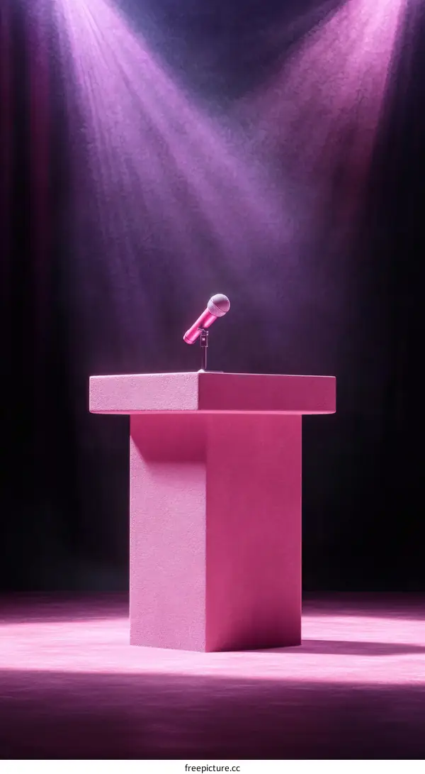 Pink Podium Stage Microphone Spotlight