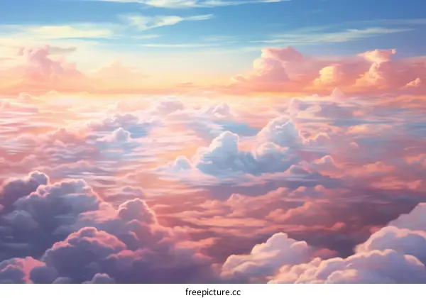 above the cloudscape during sunset