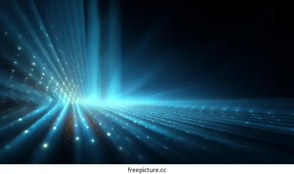 Abstract Light Trails in a Futuristic Landscape