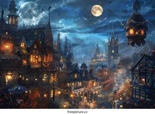 Fantasy Cityscape Night View
