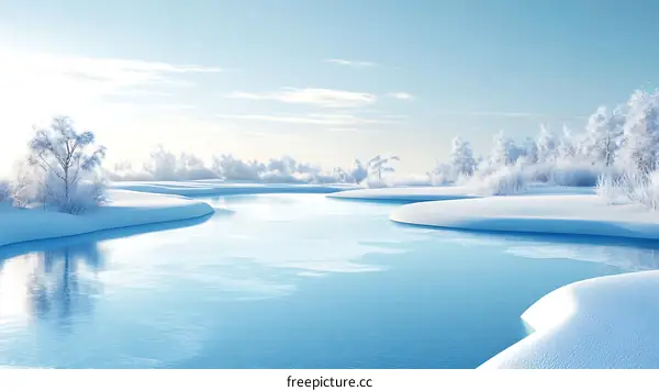 Winter Wonderland Frozen River Landscape