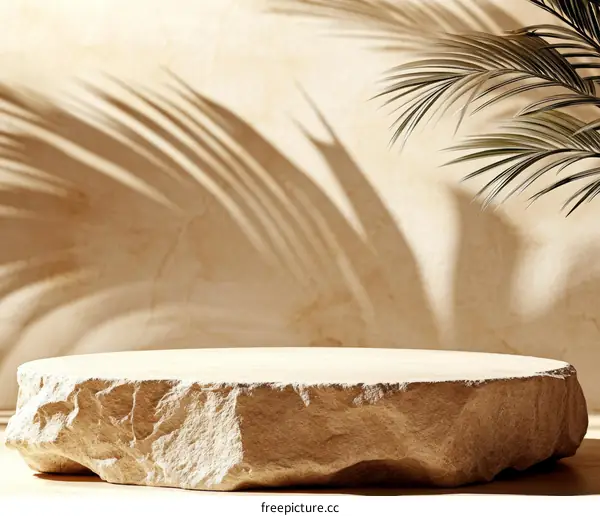 Natural Stone Product Display Stand with Palm Shadow