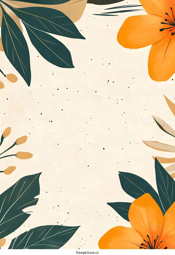 Abstract Floral Frame With Beige Background