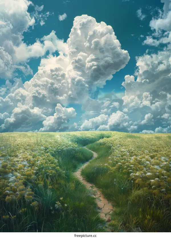 Serene Countryside Path Through Meadow