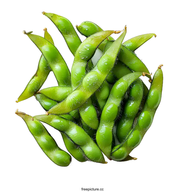 [Transparent Background PNG]Fresh green edamame pods with seeds