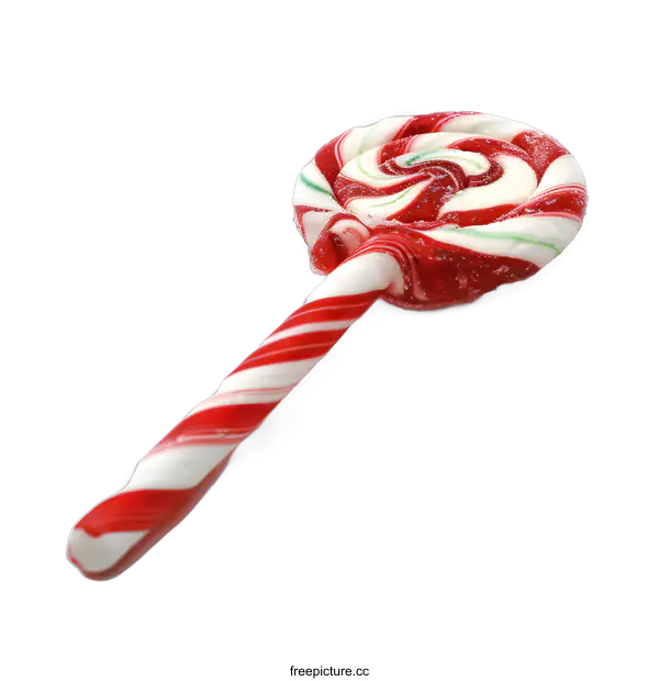 [Transparent Background PNG]Red and White Swirled Lollipop on White Background