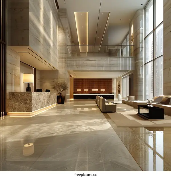 Modern Hotel Lobby Interior Design Illustration