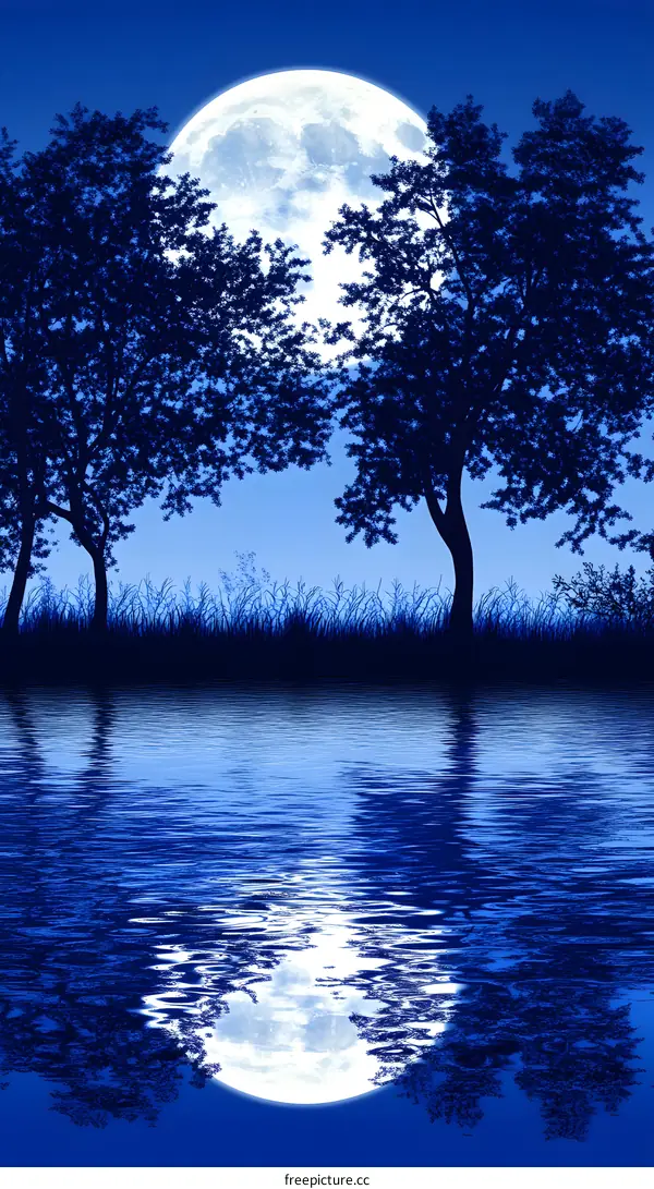 Full Moon Reflection on Water