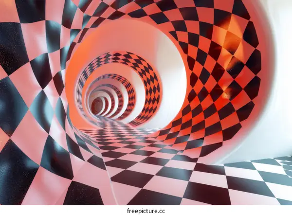 Black and White Checkerboard Tunnel