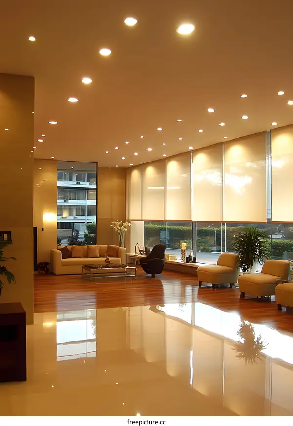 Modern Living Room Interior Design With White Walls And Wooden Floor