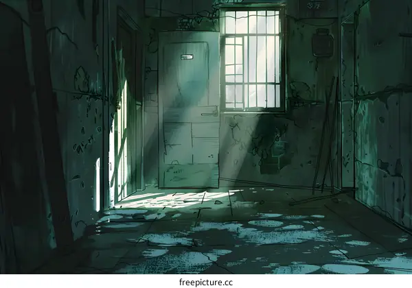 Old Abandoned Building Interior With Sunbeams