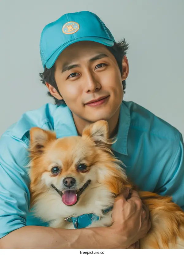 South Korean actor Ji Sung with a dog
