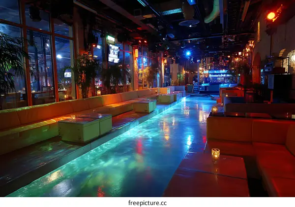 Modern Nightclub Interior Design with Vivid Lighting