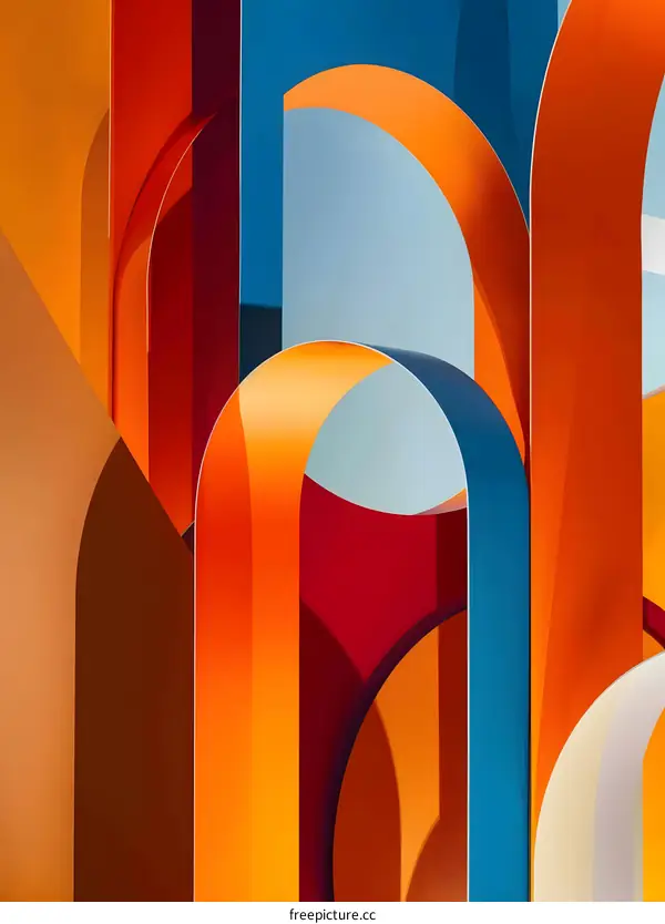 Abstract Background with Curved Shapes in Warm Colors