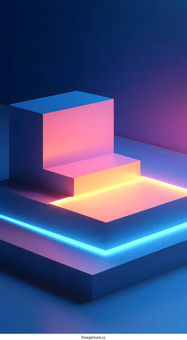 Neon Light Abstract Minimalist Geometric Shape Background