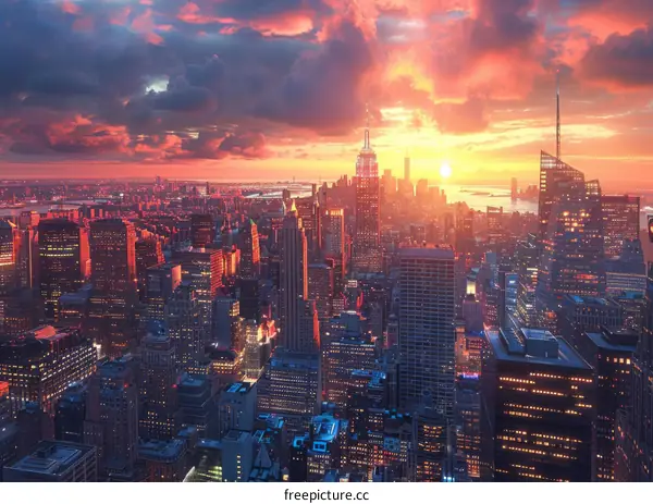 New York City Skyline at Sunset