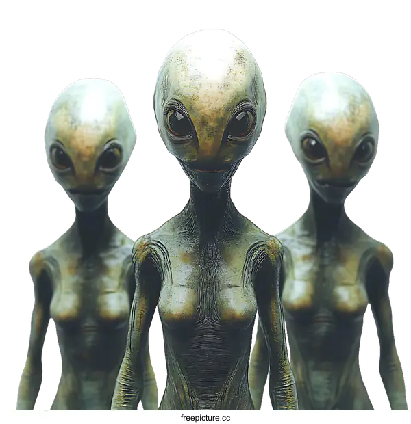 [Transparent Background PNG]Alien Figures in a Row