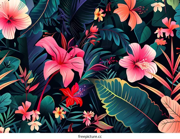Tropical Floral Seamless Pattern Illustration
