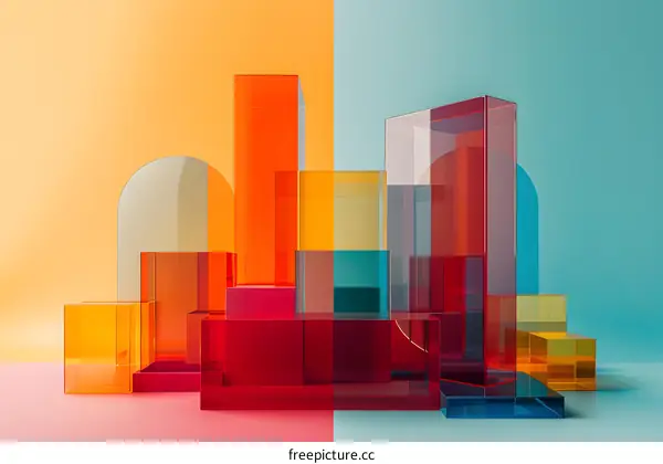 Colorful glass blocks background
