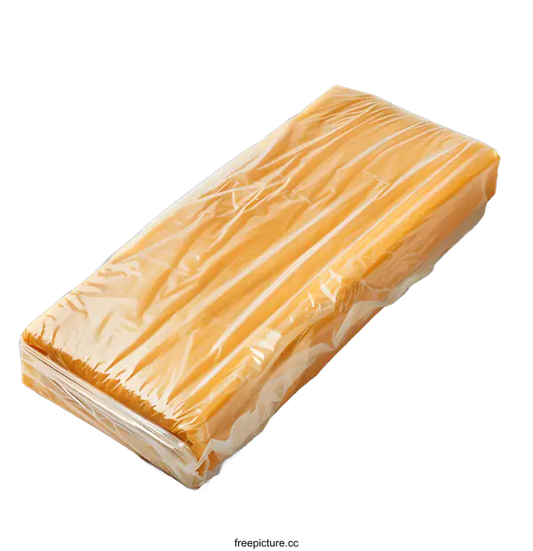 [Transparent Background PNG]Block of Yellow Cheese Wrapped in Plastic