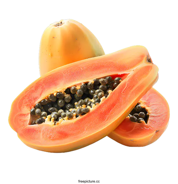 [Transparent Background PNG]papaya fruit isolated on white background