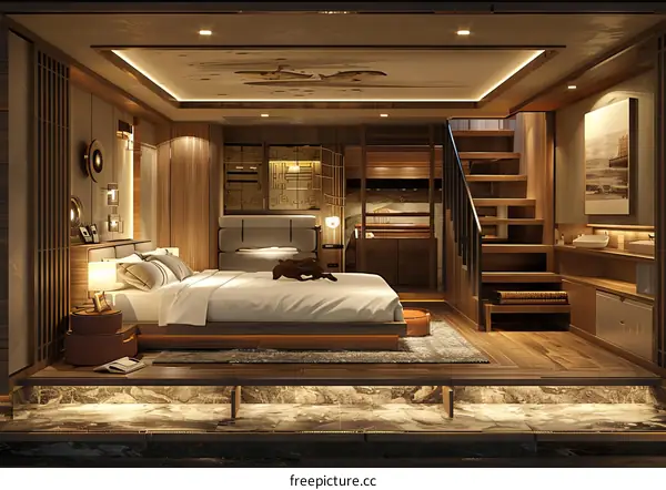 Luxurious Master Suite Interior on a Yacht