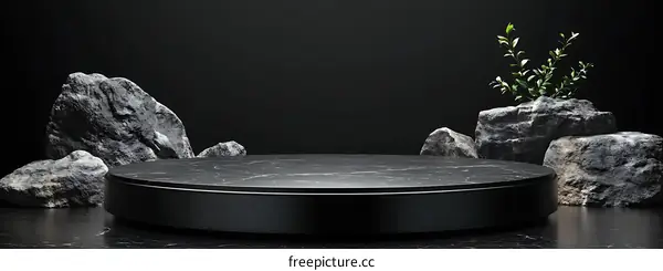 Modern Minimalist Marble Display Podium with Rocks