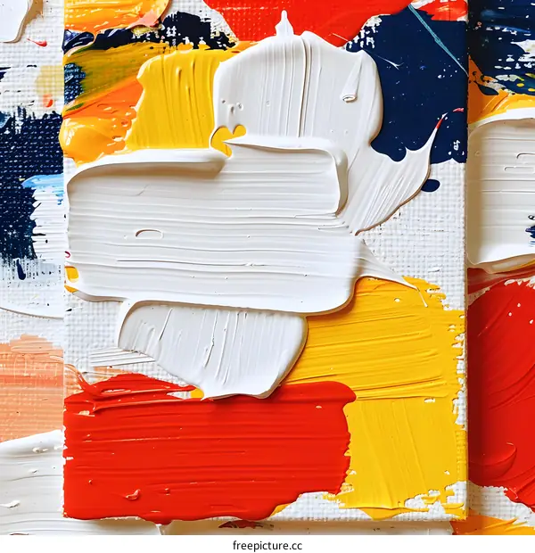 Abstract Painting with Thick White Strokes