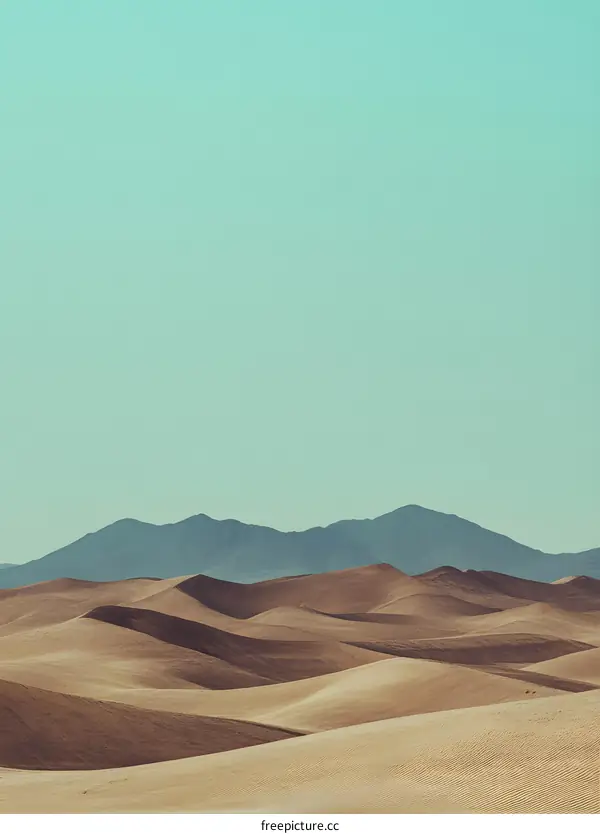 Sand Dunes Landscape With Mountain Background