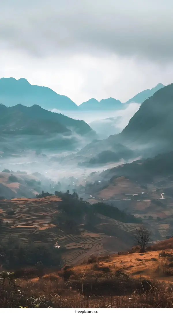 Misty Mountain Valley Landscape