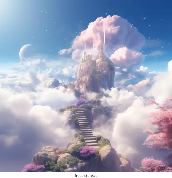 Skyward Stairway to a Celestial Castle
