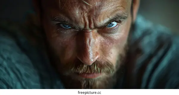 Closeup Portrait of a Man with Intense Expression