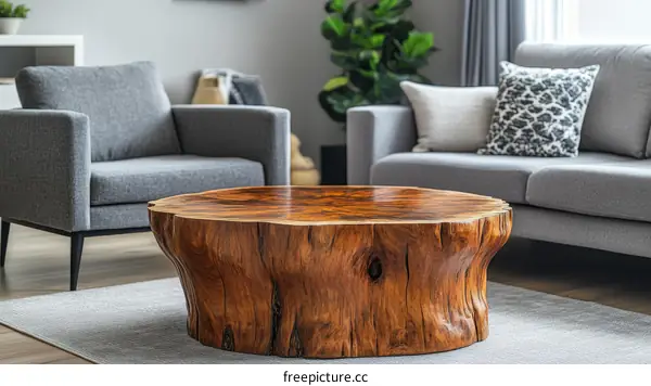 Rustic Wooden Coffee Table in Modern Living Room