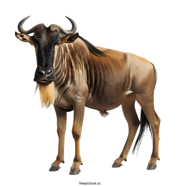 [Transparent Background PNG]A studio portrait of an African blue wildebeest
