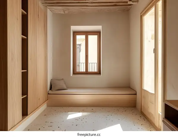 Minimalist Interior Design With Wooden Details And Window