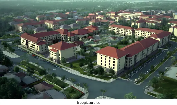 Aerial View of a Modern Apartment Complex