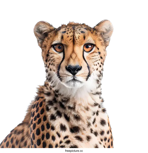 [Transparent Background PNG]Cheetah Portrait on White Background
