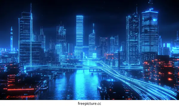 Futuristic Neon Cityscape at Night