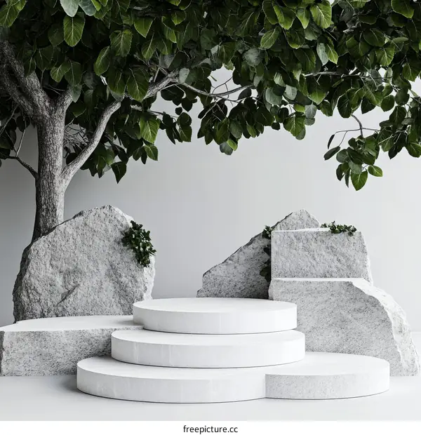 Modern Minimalist Stone and Plant Display