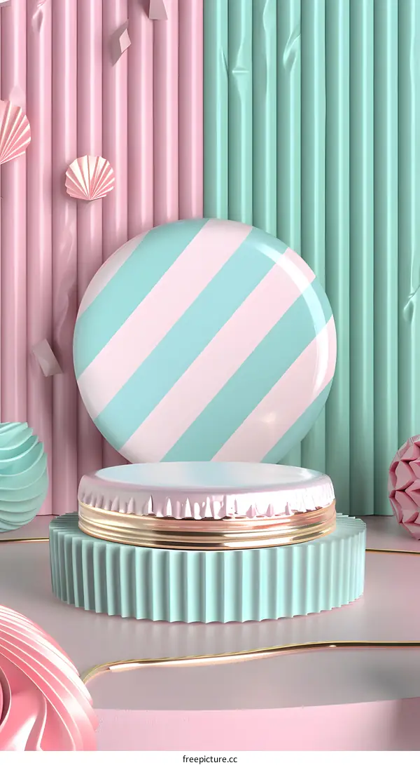 Abstract 3D Background With Pastel Colors And Geometric Shapes