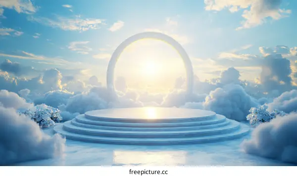 Heavenly White Platform with Circular Gate