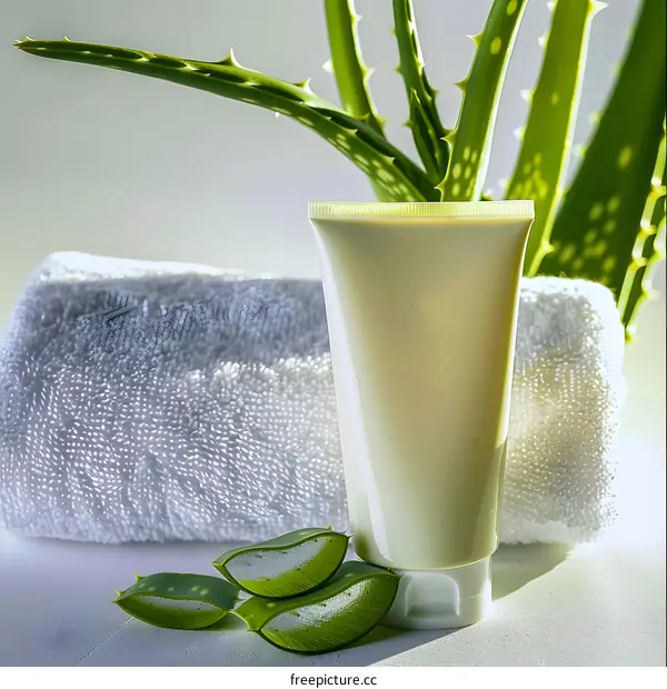 Aloe Vera Cream and Towel for Skincare Spa