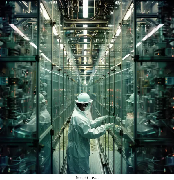 Scientist in Hazmat Suit Working in Laboratory