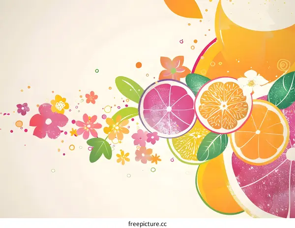Citrus Fruits and Flowers  Design Illustration