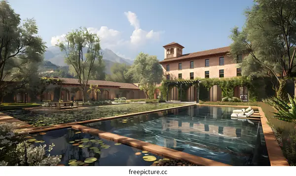 Modern Italian Style Villa with Swimming Pool and Lush Greenery