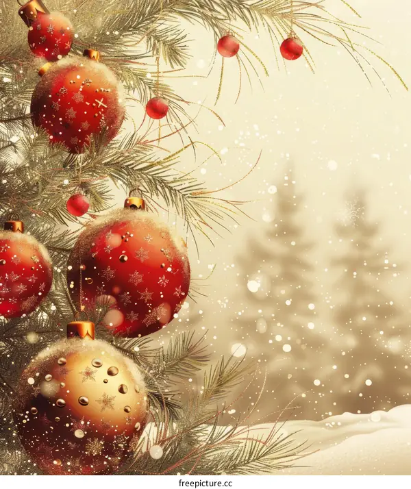 Christmas Tree with Red and Gold Ornaments