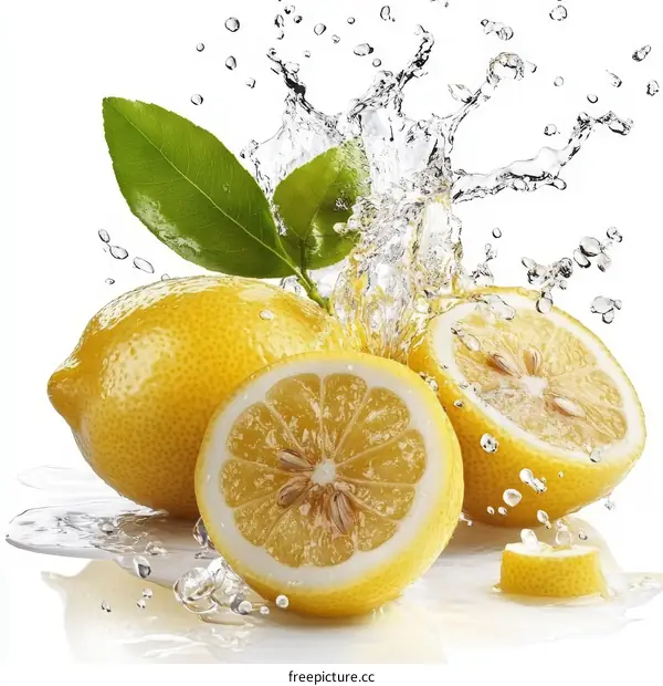 Fresh Lemons with Water Splash