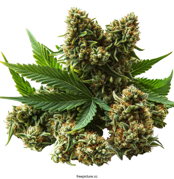 [Transparent Background PNG]Close-up Cannabis Buds and Leaves
