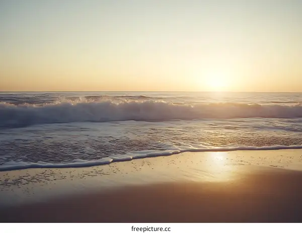 Golden Sunset Over The Ocean Beach