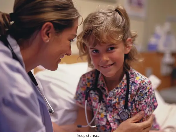 Little girl with female doctor